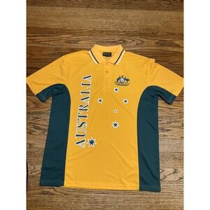 Australia Rugby Jersey size Large Hoxley Green & Yellow Used